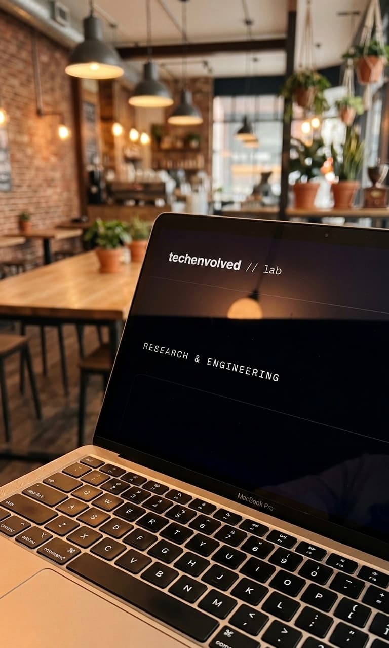 Developer workspace in a cafe